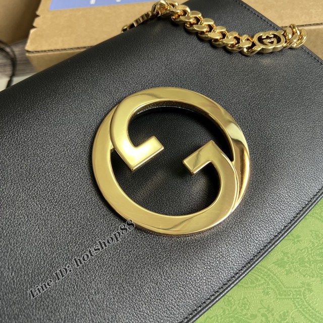 Gucci專櫃2022新款鏈條單肩斜挎女包 古馳Gucci Blondie互扣原廠皮腋下包中古包699268 gqy4286